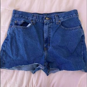 dark blue high rise shorts